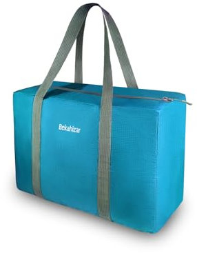 Bekahizar Handgepäck Tasche für Easyjet Flugzeug 45x36x20cm Klein Reisetasche 25L Faltbare Weekender Sporttasche Carry on Cabin Bag für Damen Herren (blau)