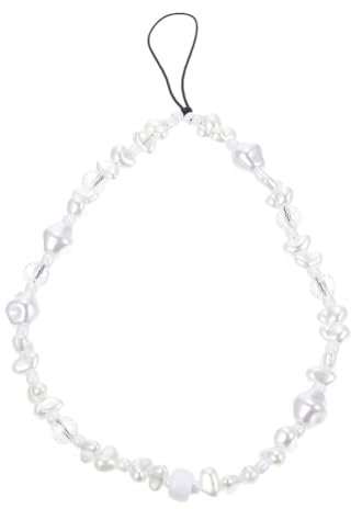 Gatuida Beaded Phone Charm: Pearl Phone Charms Strap White Mobile Phone Case Charms Cell Phone Wrist Strap Beaded for Women Girls Gift Anti-Lost Lanyard Phone Bag Keychain Camera Decor