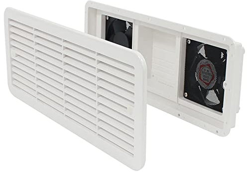 Riloer Bidirektionaler Lüfter für Wohnmobile, seitlich montierter Kühlerlüfter für Wohnmobile, 12 V, weiß/schwarz, starker Wind/leise