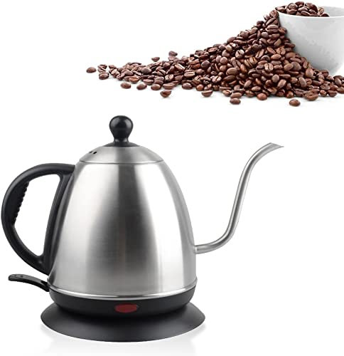Bouilloire à café 1,2 L, Bouilloire électrique à Col de Cygne en Acier Inoxydable et PP, Arrêt Automatique, Bouilloire pour café et thé