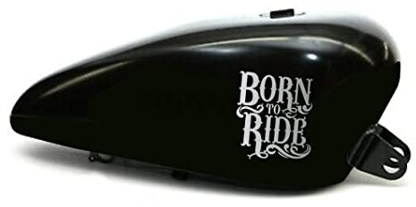Kit 2 adesivi moto serbatoio BORN TO RIDE mod 2 shadow rebel vulcan boulevard chief harley bob chopper old style vintage cod.1787 (090 ARGENTO, LUCIDO (glossy_lucid))