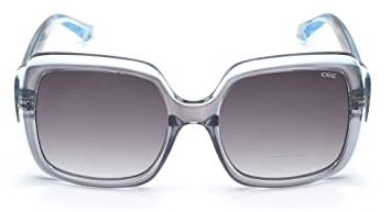 IDEE Lunettes de soleil 100 % protégées contre les UV - Dégradé - Bord complet - Carré - Pour femme - Grand cadre en polycarbonate bleu clair en verre brillant - Lentille en polycarbonate