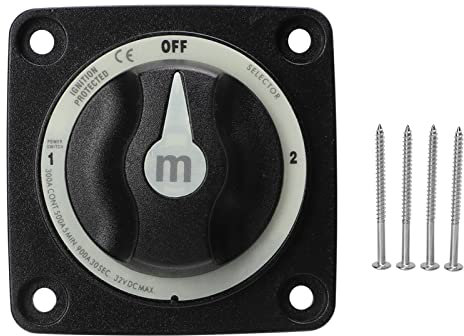 Akozon Coupe Batterie Commutateurs de Batterie Sélecteur de Batterie 300 A Interrupteur de Déconnexion de Robuste Interrupteur de Coupure de Marine à 3 Positions pour Bateau Noir