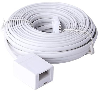ERHUO 10m BT to BT Extension 4 wire Flat Home Telephone Phone Cable Lead Cable Extension Cable for BT UK Landline Phone Cord Home & Office Fax (10m)