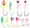 Topyond Fishing Jig Heads, Fishing Hooks Set with Color Metal Head High Carbon Steel Ice Fishing Equipment, Fishing Lures for Freshwater and Saltwater