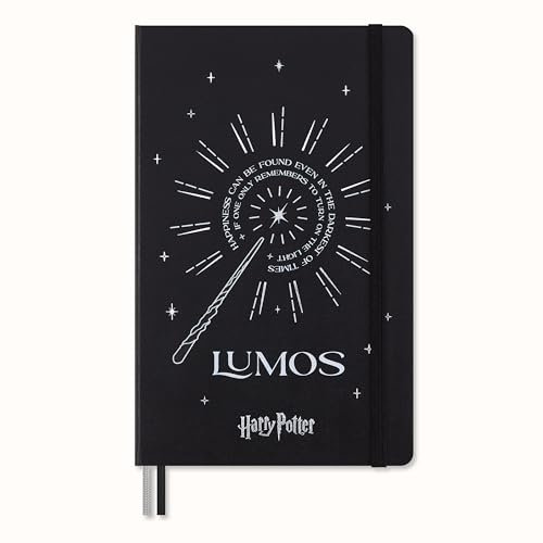 Moleskine Wizarding World Harry Potter Spells Kollektion Lumos Notebook, Liniertes Notizbuch mit Phosphoreszierendem Hardcover und Individuellen Vorsätzen, Großformat 13 x 21 cm
