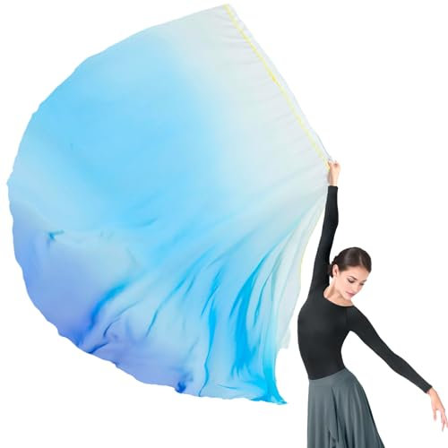 Baisdan Banderas de culto de gasa semicírculo de 55 x 75 pulgadas con varilla flexible para iglesia, adoración profética, danza de alabanza (6# blanco, azul y azul marino)