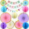 Pastel Birthday Party Decorations Kit, Hanging Macaron Paper Fans, Honeycomb Balls, Pastel Happy Birthday Banner, Bunting Banner for Birthday Party Decoration
