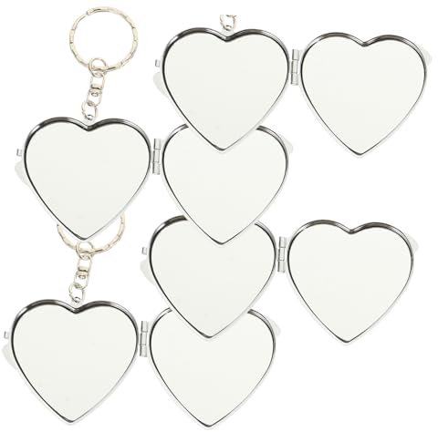 Angoily 8 Pièces Porte-clés Miroir De Maquillage Articles De Toilette De Voyage Porte-clés Miroir Pliant Mini-porte-clés Miroir De De Maquillage Compact Pendentif Poche Métal