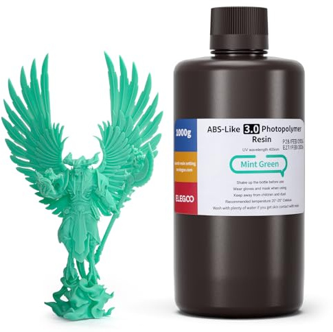 ELEGOO ABS-Like 3.0 3D Drucker Resin Minzgrün 1000g, 405nm UV-Härtendes 3D Printer Harz mit Hoher Zugfestigkeit und Biegefestigkeit für MSLA/LCD/DLP 3D Drucker