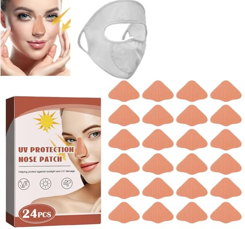 Protège-Nez Solaire,Patchs de Nez pour l'extérieur,Patchs Nez UV,Protège-Nez UV,Patchs de Nez de Protection,Patchs Protection le Soleil,Protection UV pour le Nez,Masque Solaire 24 Pièces