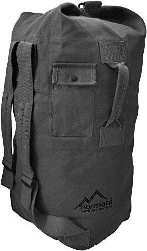 normani Seesack aus reißfestem Canvas-Material mit Doppelgurt und Metallverschluss - 100% Baumwolle Farbe Dunkelgrau Größe 30 Liter