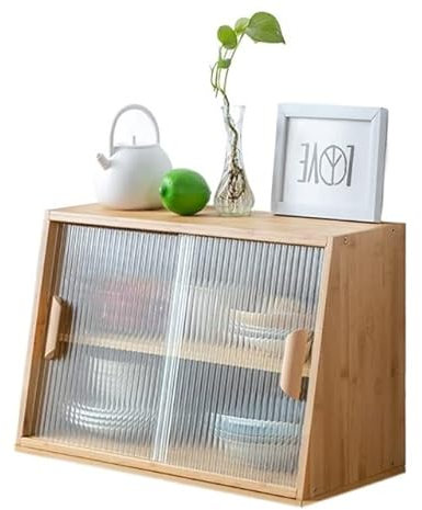 XXAezr Sideboard Küche Glas-Sideboard, Küchenarbeitsplatte, Schrank, Schiebetür, Lagerschrank, Doppeltür, mehrschichtiger Lagerschrank Sideboard(Color:B)