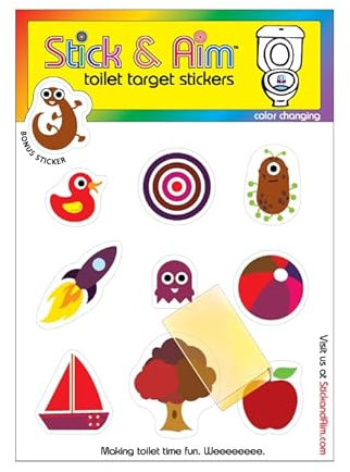 Colour Change Target Stickers Kids Pack with Applicator Tool for Potty & Toilet Training. Aiming Stickers. Change Colour on Target Hit