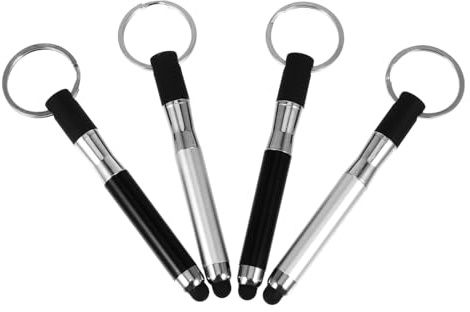 4 Stück Stift Schlüsselanhänger aus Kunststoff und Legierung, Schwarz | Kugelschreiber Spicker, Tragbar und Leicht, Glatte Schreibfunktion, Schlüsselring Design, für Alltag