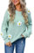 HEYPORK Damen Herbst Winter Warm Bequem Pullover Casual Mode Strickjacke Strickpullover Frauen Blume Pullover Rundhals Langarm Strickwaren(Grün, XL)