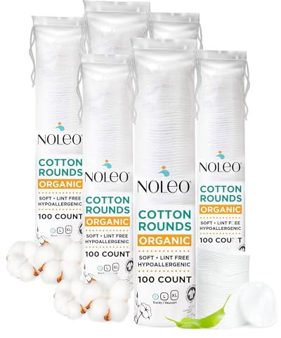 Organic Cotton Rounds Compatible with Makeup Products, Eye Makeup Remover Pads and Baby Wipes, Small, 600 Count - Noleo