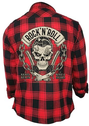 Gasoline Bandit Rockabilly Worker Herren-Hemd schwarz-rot kariert Reine Baumwolle - Rebel Rules