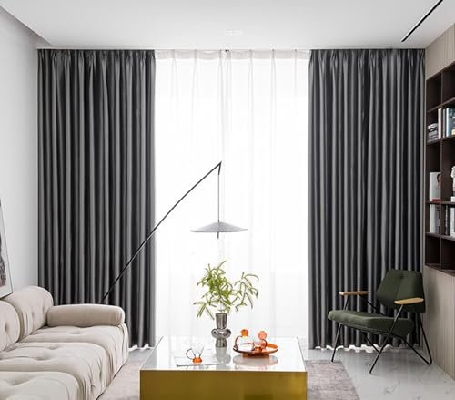 Tolldek Verdunkelungsvorhang 2er Set, Ösen Ösenvorhang Einfarbig, Polyester Silber Grau Vorhang Fenster Gardinen Schals für Wohnzimmer, B 107 x H 132cm