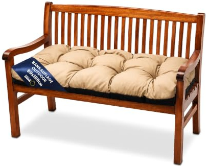 Amazinggirl Bankauflage Outdoor Sitzkissen 180x50 cm für Gartenbank Hollywoodschaukel & Sitzbank - Sitzpolster Bank Polster für Gartenmöbel Sitzauflage Bankkissen Indoor Outdoor Beige