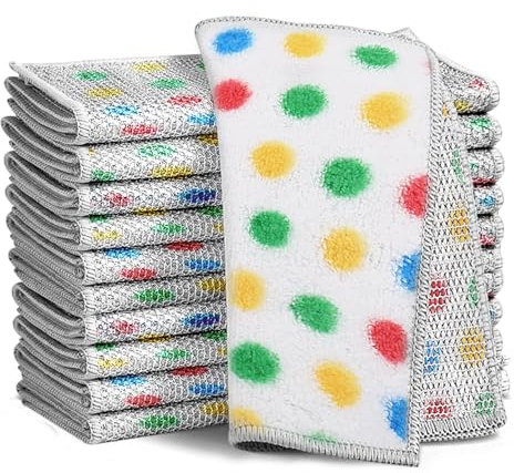 XANGNIER 10 Stück kratzfeste Draht-Geschirrtücher, 2025 Upgrade, Stahlwolle, Reinigungstücher für nass und trocken, Mehrzweck-Draht-Geschirrtuch, Metallgitter-Wunder-Reinigungstücher für Küche