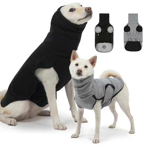 BEAUTYZOO 2-in-1 Reversible Dog Anxiety Vest – Calming Vest for Dogs, Turtleneck Anxiety Wrap for Dogs,Dog Calming Jacket for Fireworks Thunder Separation Vet Visits,Pet Hoodie for Small to Large Dogs