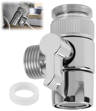 Válvula de Divisor de 3 Vías SBA021 con Adaptador de Grifo M22 a M24, Repuestos de Grifo de para Cocina y Baño, Instalación Rápida y Fácil, Tuerca giratoria fácil de instalar