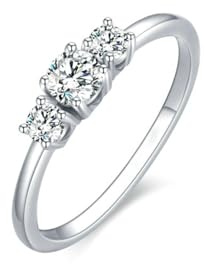 Whoiy Gold Ring 375 für Damen, Bandringe 9k Weißgold Elegant mit Moissanite Antragsring Echtgold Ehering Größe 65 (20.7)