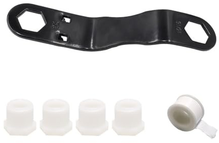 Helilyco Clé de robinet de vidange de chauffe-eau avec embouts de rechange NPT de 1,27 cm et clé coudée pour camping-car, noir et blanc