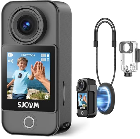 SJCAM C400 Pocket Vlog Kamera 4K(0GB),172 Min Akku und 6 Achsen Bildstabilisierung,Vlogging Camera mit Dual Touchscreen,Actionkamera 30M wasserdichte