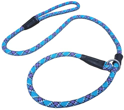 CAIRD Training Slip Lead for Dogs – Heel Training Rope Lead 1.2m – Reflective Climbing Rope Slip Leash with Rubber Stopper – Strong, Lightweight – Purple & Aqua
