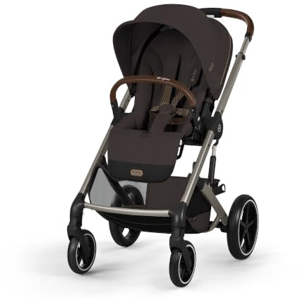 CYBEX Gold Kinderwagen BALIOS S LUX, Chocolate Brown | Ab Geburt bis 4 Jahre, max 22 kg, Reisesystem, Ergonomische Liegeposition, Einhand-Gurtsystem, All-Terrain-Räder