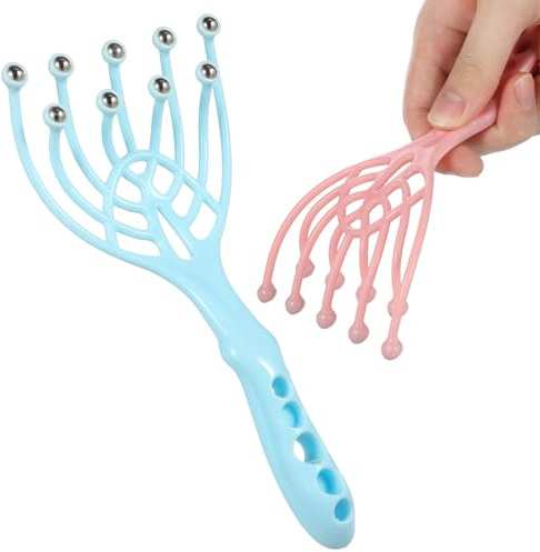 Masseur de Cuir Chevelu 2 Pièces en Plastique, 9 Griffes | Billes Roulantes en Acier, pour Cheveux et Épaules, Usage Maison ou Spa, Relaxation Profonde