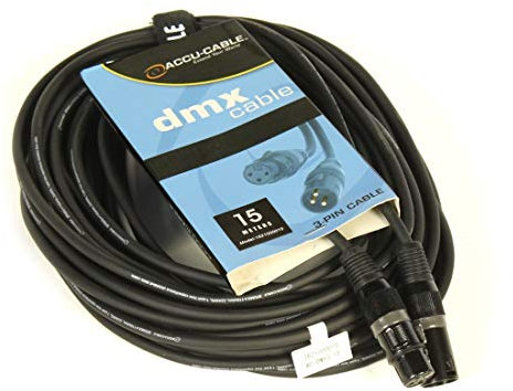 Accu Cable 15m 3 Pin DMX Cable - Black