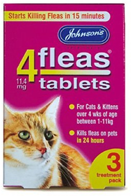 Johnsons 4 Fleas Tablets for Cats & Kittens x 3 Tablets 50g - Bulk Deal of 6x
