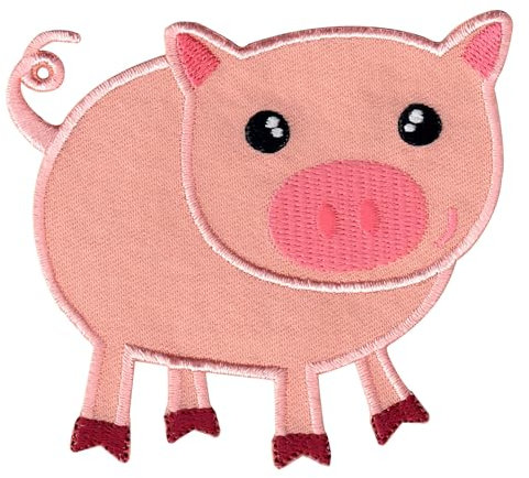 PatchMommy Schwein Patch Aufnäher Applikation zum Aufbügeln Bügelbild - für Kleidung Jeans Jacken Kinder Baby