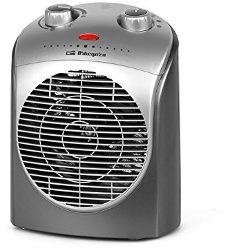 Orbegozo FH 5021 Calefactor, Termostato regulable, 2 niveles de potencia, Función ventilador, Protección contra sobrecalentamiento, 2200 W, Gris Y Plata