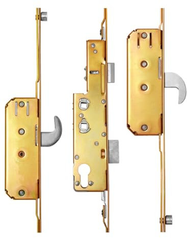 Avocet WMS Upvc Door Lock 2 Hooks 2 Rollers 35mm Backset Yellow Brassy