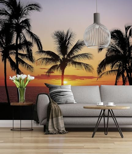 Sunny Decor - Fototapete HAWAII - 368 x 254 cm -Tapete, Wand Dekoration, Palmen, Strand, Urlaub, Meer, Sonne -SD307