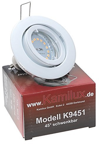 1 x Bajo 230V GU10 Weiß, Bajonett-Verschluss. + GU10 Hochvolt Fassung SMD-LED Leuchtmittel 5 Watt GU10 230V in neutralweiß/kaltweiß, Dimmbar mit herkömmlichen Lichtschalter, 3-Stufen Dimmung