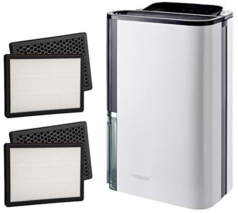 Deshumidificador y purificador de aire Noaton DF 4123 HEPA + 2x Filtro combinado (HEPA y carbón) - 23l / 24h, Hasta 50 m2, Depósito 4,5 litros, Filtro HEPA , Desagüe continuo