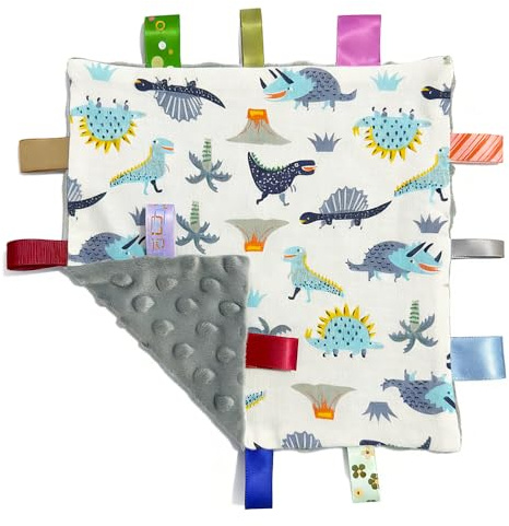 G-Tree Baby Boy Grey Tag Security Blanket, Soft Blanket with Tags, Taggy Comforter Tag Security Blanket for Child Toddler Kid