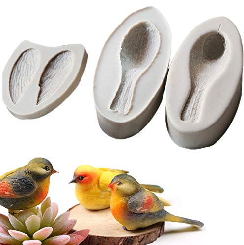 DUBENS 3er Set 3D Vogel Silikonform, DIY Formen für Hochzeit Cup Kuchen Dekoration Silikonform Eiswürfel Fondant Gießform Silikon für Kuchen Backen Schokoladen Seife Gelee Muffin