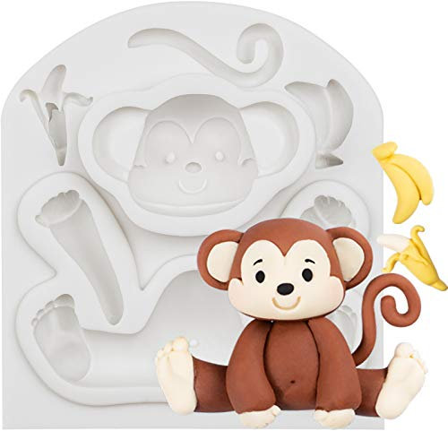 Affe Silikonform, sitzendes Tier Epoxidharz Formen für Tortendeko, Kuchen Topper, Tortenaufsatz, Fondant, Schokolade, Süßigkeiten, Party, Geburtstag, 1 Stück, Fertighöhe:7.7cm