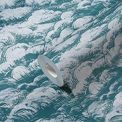 Architects Paper Wolkentapete Jungle Chic Tapete PVC-freie Vliestapete blau weiß matt glatt 377053 37705-3, 10.05 m x 0.53 m