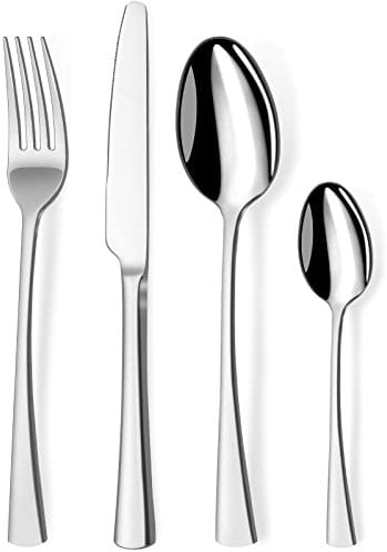Bestdin couverts de table 6 personnes, ensemble de couverts inox 24 pièces, Comprend des couteaux/fourchettes/cuillères, fini mat et lavable au lave-vaisselle, facile à nettoyer