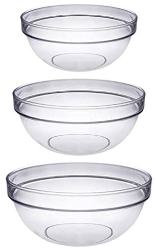 HEMOTON 3pcs Insalatiera trasparente in da 20 cm per cucina zuppa, insalata, popcorn, frutta, verdura, spuntini, pasta, cereali, stoviglie