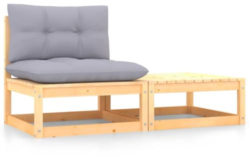 vidaXL Garten Lounge Set 2-TLG., Gartenmöbel Set Sitzgruppe für Garten Terrasse Balkon, Modular Sofa mit Kissen, Garnitur Loungemöbel, Kiefer Massivholz