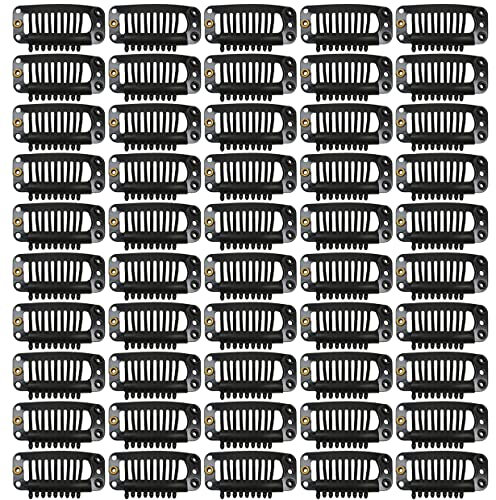 50 Stück Haarverlängerungen Clips 32mm 9 Zähne Clips Extensions Perücken für Haarverlängerungen (Schwarz)