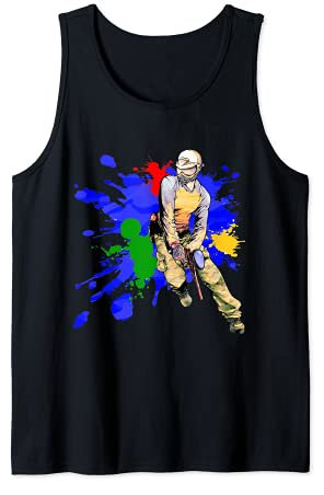 Paintball Player Paintball Gun Brille Spritzfarbe Tank Top